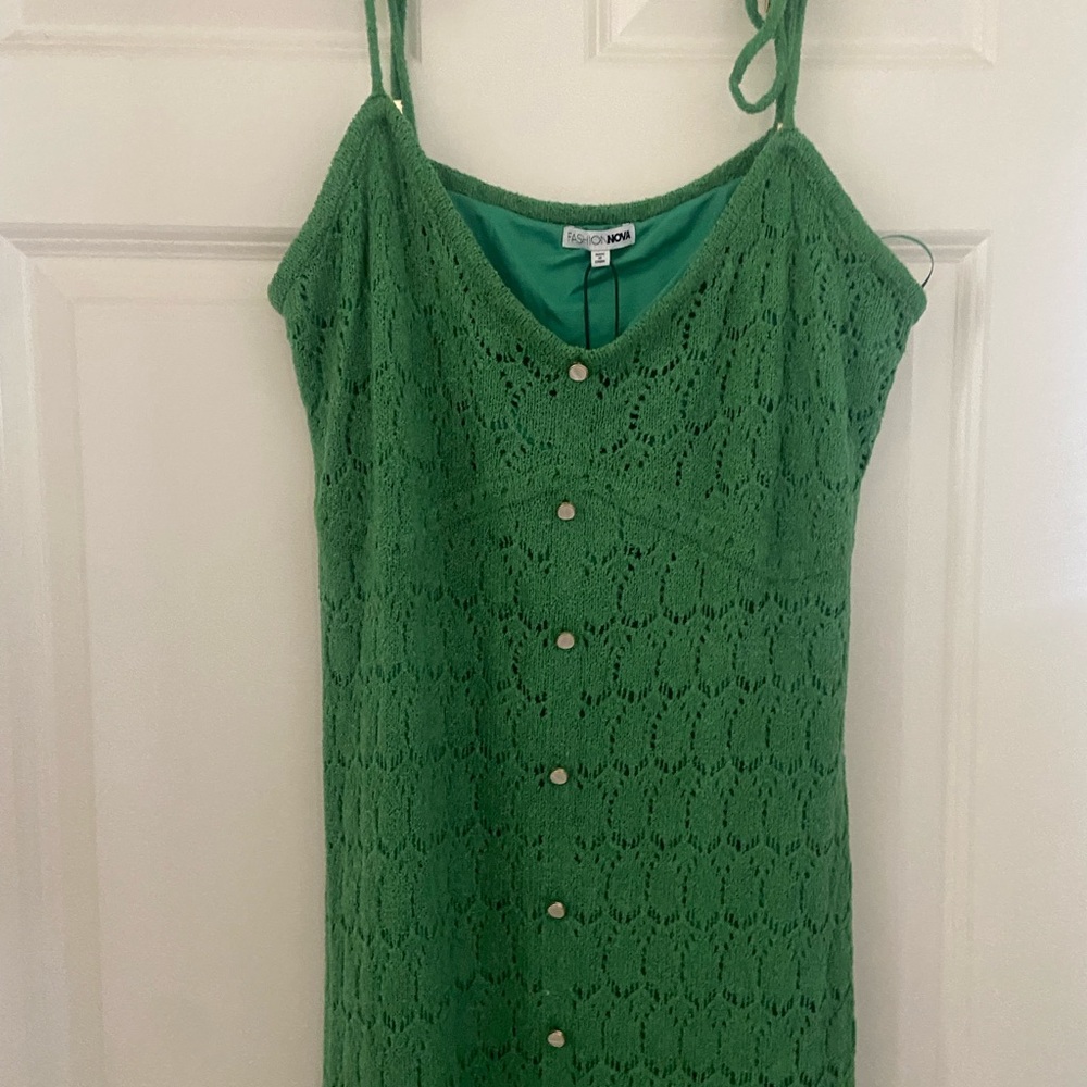 Fashion Nova Green Crochet Maxi Dress